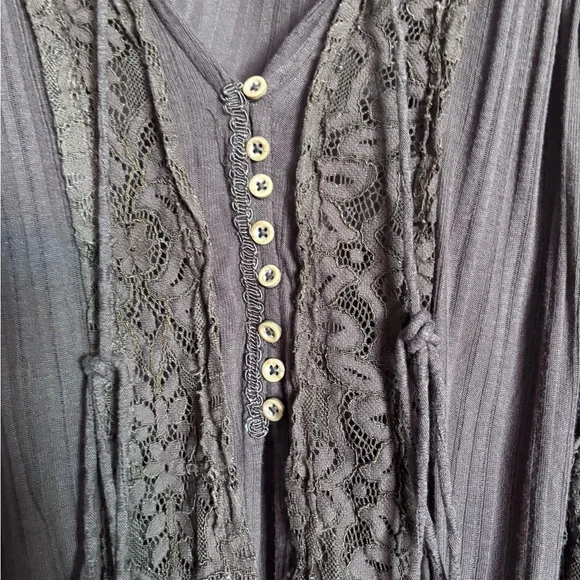 Free People Brown Lace-Detail Blouse - Picture 4 of 5